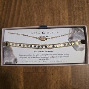 Gold and Black Chain Bracelet with Pendant